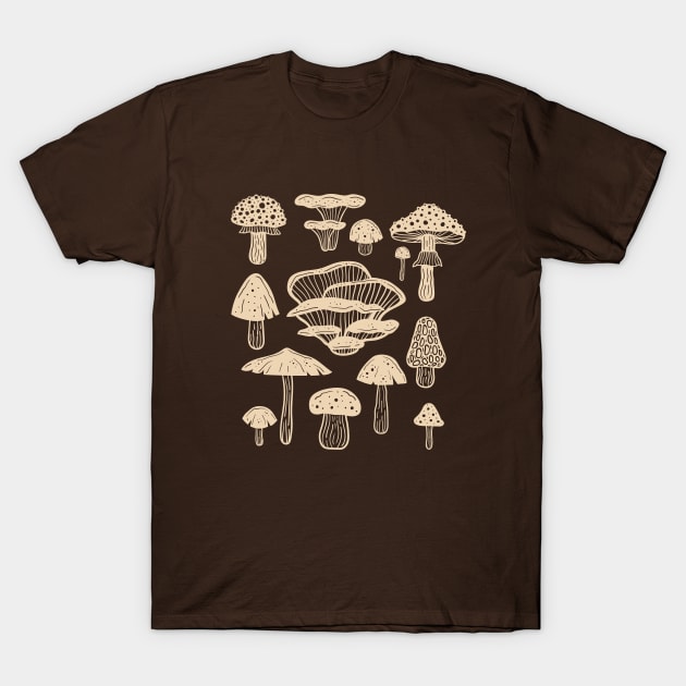 Goblincore Cream Cottagecore Fungi Mushroom T-Shirt by uncommontee